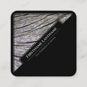 Tarjeta De Visita Cuadrada Elegante grano de madera de estilo negro enmarcado