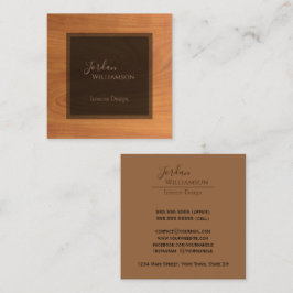 Tarjeta De Visita Cuadrada Elegante Grano de Madera Simple Moda Profesional
