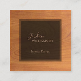 Tarjeta De Visita Cuadrada Elegante Grano de Madera Simple Moda Profesional