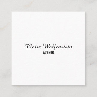 Tarjeta De Visita Cuadrada Elegante guión minimalista negro y blanco