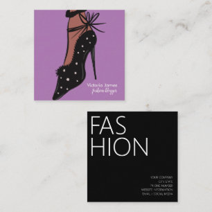 Tarjeta De Visita Cuadrada Elegante Heel Beauty Fashionista Blogger Purple