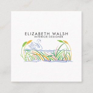 Tarjeta De Visita Cuadrada Elegante Hermoso Moderno Minimalista