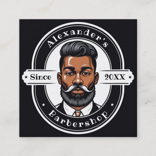 Tarjeta De Visita Cuadrada Elegante hombre afroamericano personalizado (Anverso)