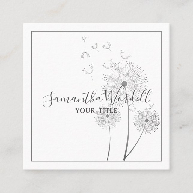 Tarjeta De Visita Cuadrada Elegante Ilustracion floral (Anverso)