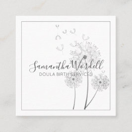 Tarjeta De Visita Cuadrada Elegante Ilustracion Floral Doula O Comadrona