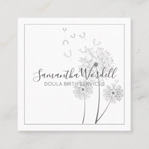 Tarjeta De Visita Cuadrada Elegante Ilustracion Floral Doula O Comadrona