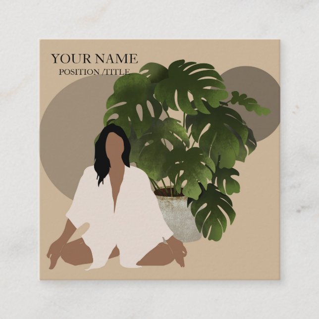 Tarjeta De Visita Cuadrada Elegante instructor de yoga (Anverso)