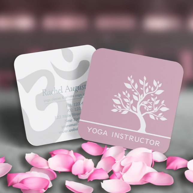 Tarjeta De Visita Cuadrada Elegante instructor de yoga en árbol Wellness entr (Subido por el creador)