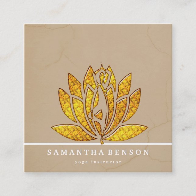 Tarjeta De Visita Cuadrada Elegante instructor de yoga en árbol Wellness entr (Anverso)