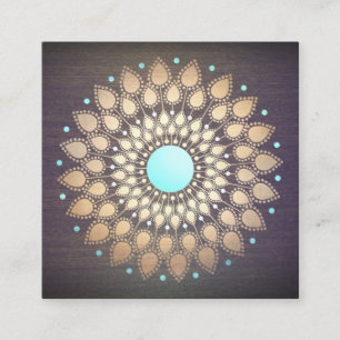 Tarjeta De Visita Cuadrada Elegante instructor de yoga Gold Lotus Mandala Woo