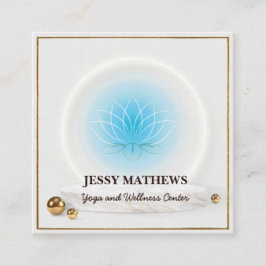 TARJETA DE VISITA CUADRADA ELEGANTE JUGA DE MEDITACIÓN AZUL VERDE AZULADO