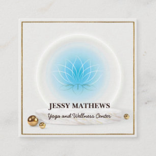TARJETA DE VISITA CUADRADA ELEGANTE JUGA DE MEDITACIÓN AZUL VERDE AZULADO