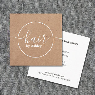Tarjeta De Visita Cuadrada Elegante Kraft blanco impreso círculo peluquera 