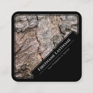 Tarjeta De Visita Cuadrada Elegante ladrido de árbol de madera enmarcada en n