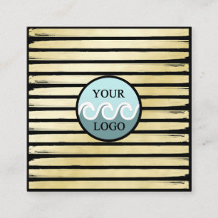 Tarjeta De Visita Cuadrada Elegante logo personalizado negro Relieve metaliza