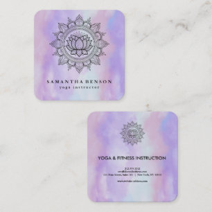 Tarjeta De Visita Cuadrada Elegante logotipo de flor de loto en color agua pa