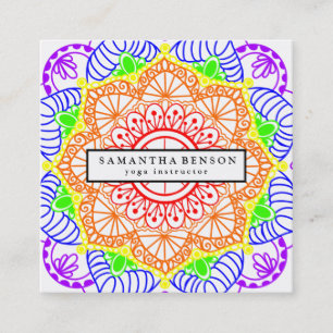 Tarjeta De Visita Cuadrada Elegante Logotipo de Flor Lotus Yoga