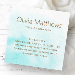 Tarjeta De Visita Cuadrada Elegante logotipo de personalizado de color azul a