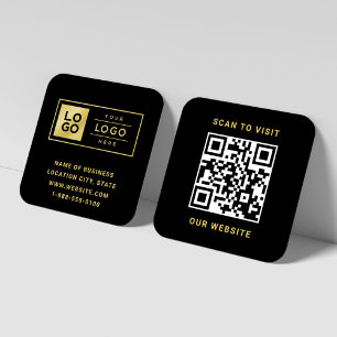Tarjeta De Visita Cuadrada Elegante logotipo de QR de sitio web con lámina do