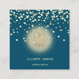 Tarjeta De Visita Cuadrada Elegante Loto Elegante,Verde Confetti