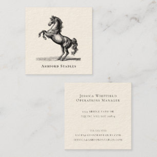 Tarjeta De Visita Cuadrada Elegante Lujoso Caballo Vintage Ecuestre