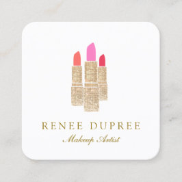 Tarjeta De Visita Cuadrada Elegante Makeup Artist Beauty Business Card