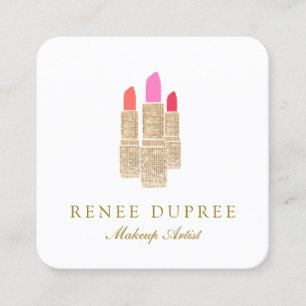 Tarjeta De Visita Cuadrada Elegante Makeup Artist Beauty Business Card