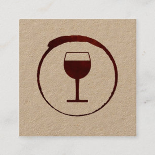 Tarjeta De Visita Cuadrada Elegante mancha de vino rojo con vidrio de vino