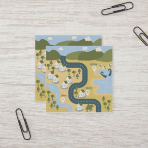 Tarjeta De Visita Cuadrada Elegante mapa de viajes de vacaciones de personali