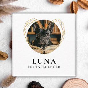 Tarjeta De Visita Cuadrada Elegante Mascota de fotografía de perro de oro en