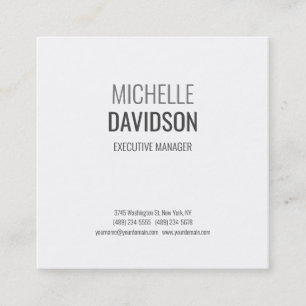 Tarjeta De Visita Cuadrada Elegante Minimalista blanco gris y moderno profesi