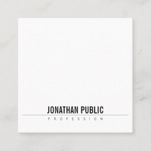 Tarjeta De Visita Cuadrada Elegante minimalista Diseño Moderno B&W Llanura li