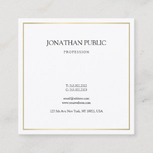 Tarjeta De Visita Cuadrada Elegante minimalista estilo de oro plano profesion