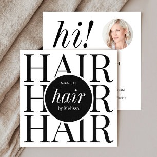 Tarjeta De Visita Cuadrada Elegante minimalista moderno de pelo negro elegant