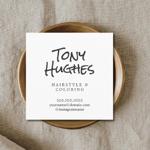 Tarjeta De Visita Cuadrada Elegante minimalista peluquera de blanco liso