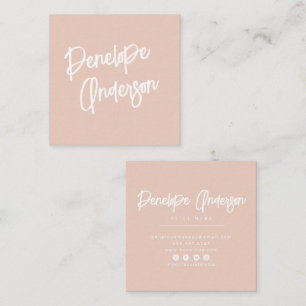 Tarjeta De Visita Cuadrada Elegante Minimalista Rubor Pink Boho Moda moderna