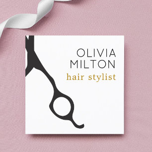 Tarjeta De Visita Cuadrada Elegante minimalista tijera negra Hairstylista