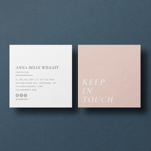 Tarjeta De Visita Cuadrada Elegante Minimalista tipografía moderna rosa sim