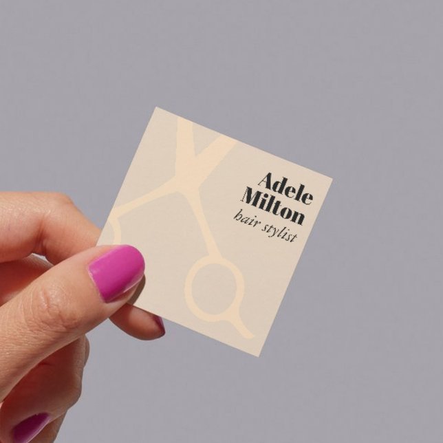 Tarjeta De Visita Cuadrada Elegante minimo Rosa Pastel tijeras peinadas (Subido por el creador)