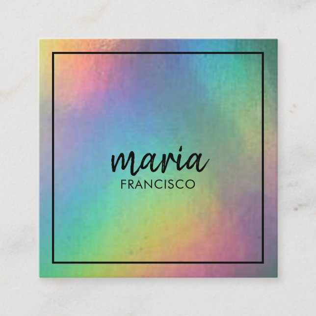 Tarjeta De Visita Cuadrada Elegante moda arcoiris cuadrado moderno minimalist (Anverso)