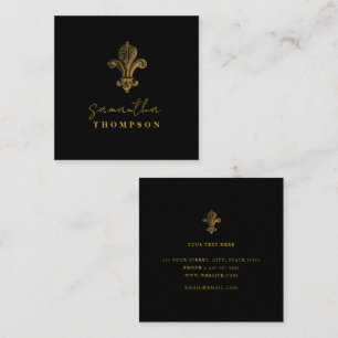 Tarjeta De Visita Cuadrada Elegante Moda Black Gold Vintage