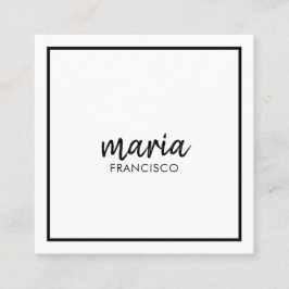 Tarjeta De Visita Cuadrada Elegante moda blanco cuadrado moderno minimalista 