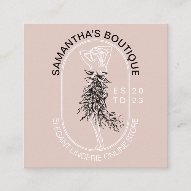 Tarjeta De Visita Cuadrada Elegante Moda de lencería interior femenina (Anverso)