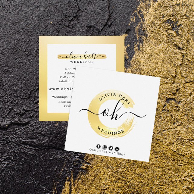 Tarjeta De Visita Cuadrada Elegante Moda dorada Paint Personalizado de logoti (Subido por el creador)