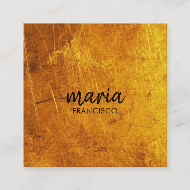 Tarjeta De Visita Cuadrada Elegante moda oro cuadrado moderno blanco minimali (Anverso)