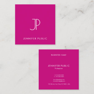 Tarjeta De Visita Cuadrada Elegante Moderna Inicial de Monograma Viva Magenta