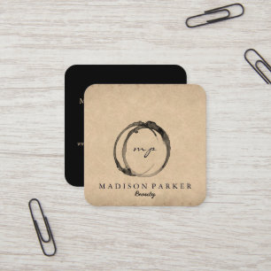 Tarjeta De Visita Cuadrada Elegante Moderno Champán Estilista de Belleza Abst