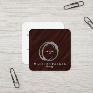 Tarjeta De Visita Cuadrada Elegante Moderno Champán Estilista de Belleza Abst
