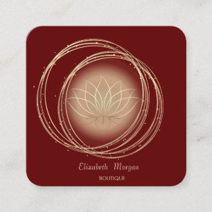Tarjeta De Visita Cuadrada Elegante moderno círculos de oro loto rojo