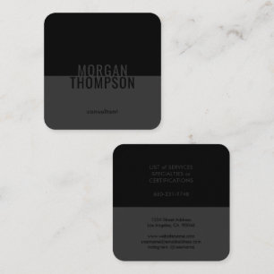 Tarjeta De Visita Cuadrada Elegante moderno Minimalista sencillo gris negro